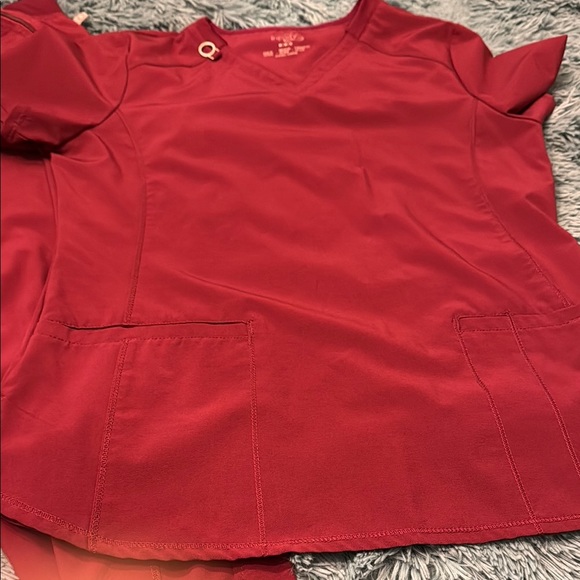 Maroon Scrub Set Cherokee infinity medium top and large bottom jogggers - Picture 3 of 7